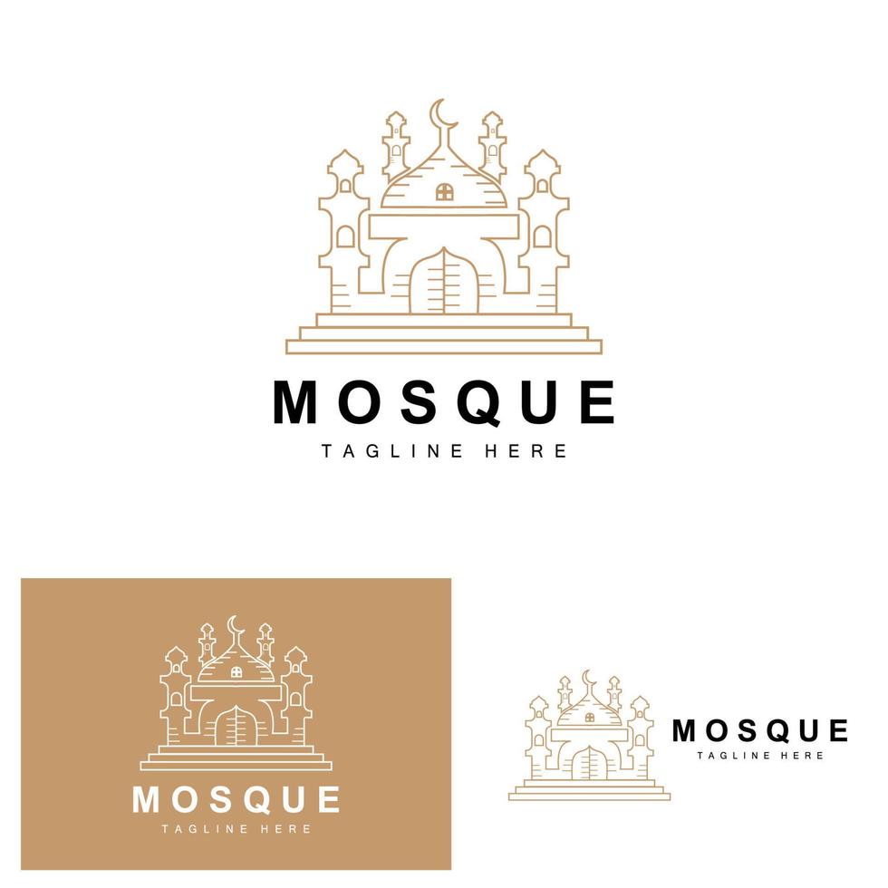 Mosque Logo, Islamic Worship Design, Eid Al Fitr Mosque Building Vector Icon Template, Ramadan, Eid Al Adha