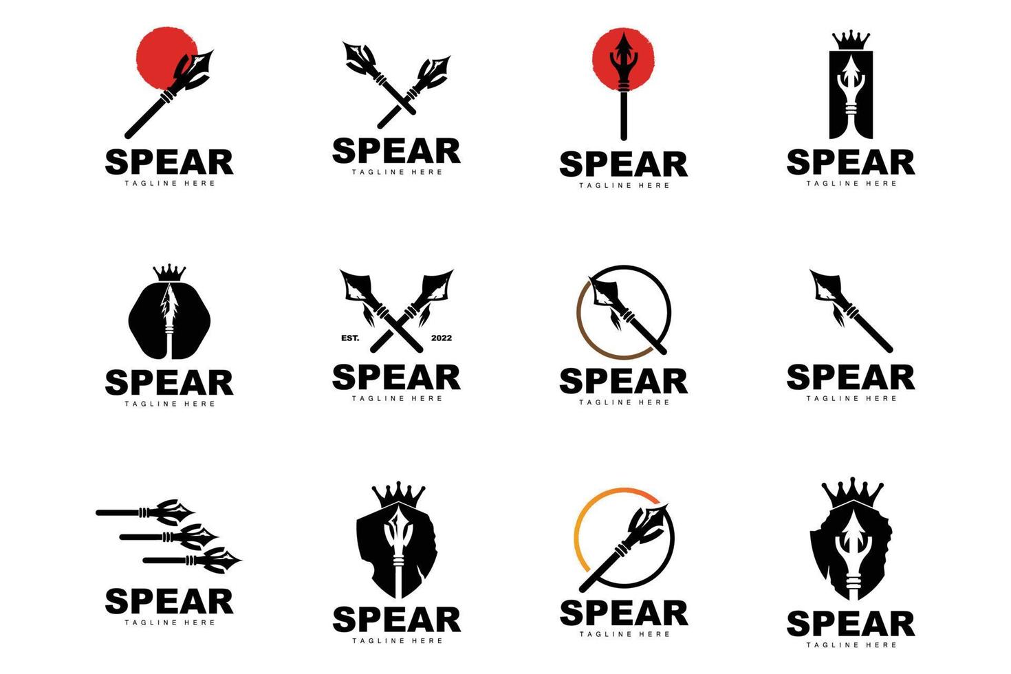 Spear Logo, Long Range Throwing Weapon Target Icon Design, Product And Company Brand Icon Illustration vector