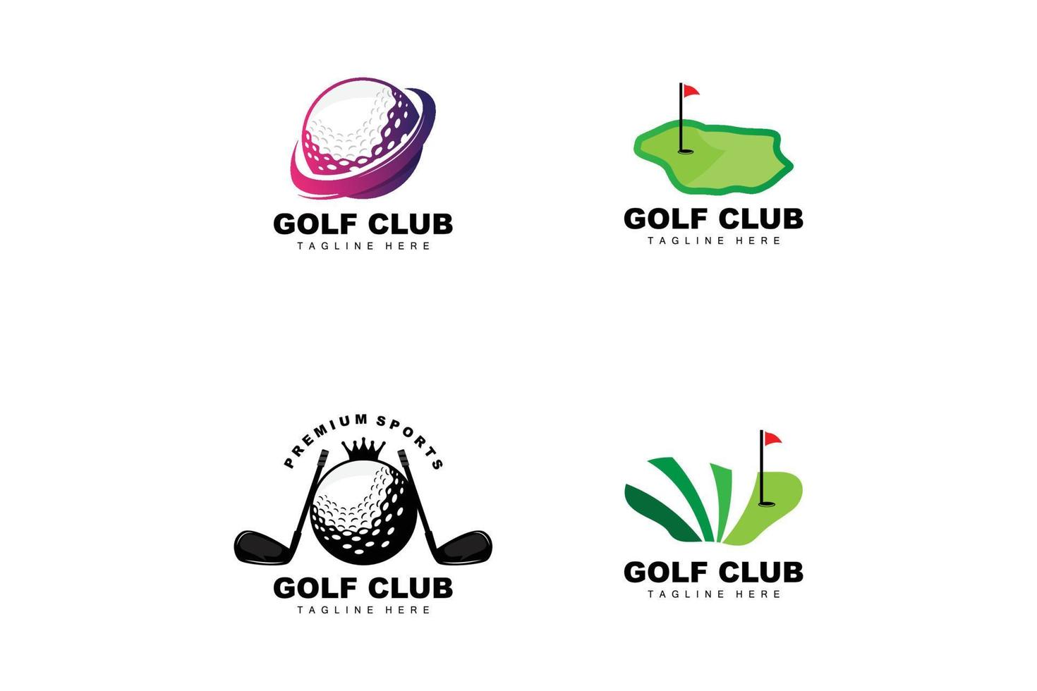 logotipo de pelota de golf, golf de palo vectorial. juego de deportes al aire libre, diseño de disciplina, plantilla de icono vector