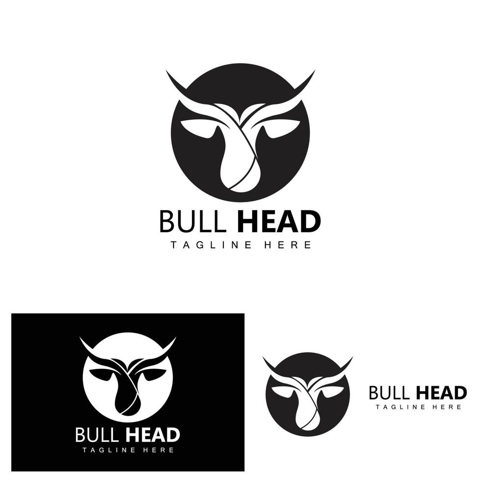 Bull Head Logo, Farm Animal Vector, Livestock Illustration, Company Brand Icon vector