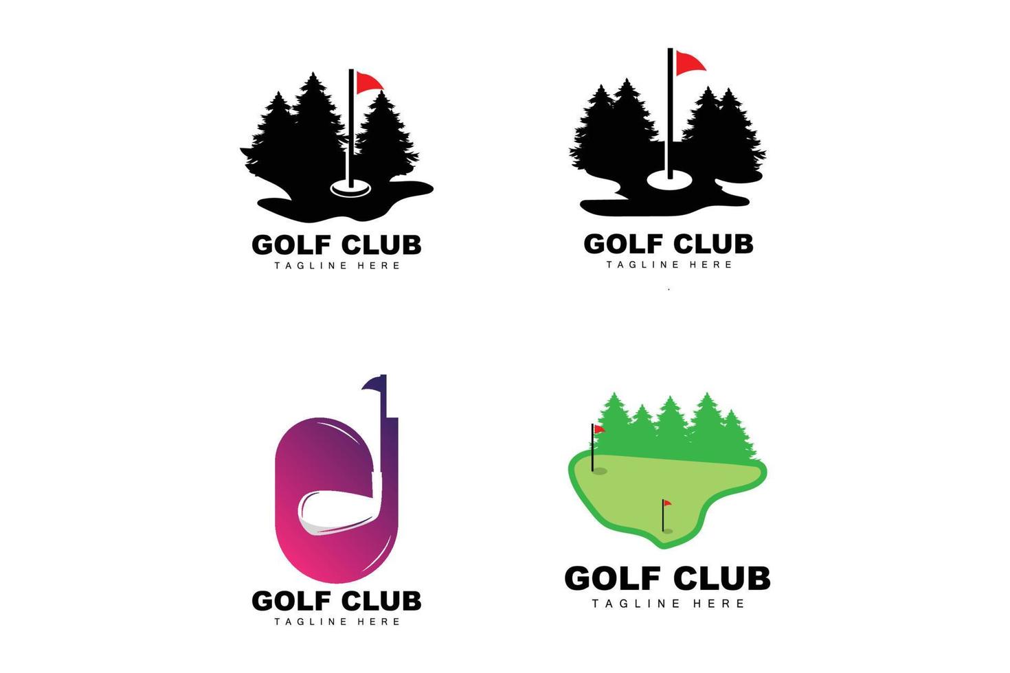 logotipo de pelota de golf, golf de palo vectorial. juego de deportes al aire libre, diseño de disciplina, plantilla de icono vector