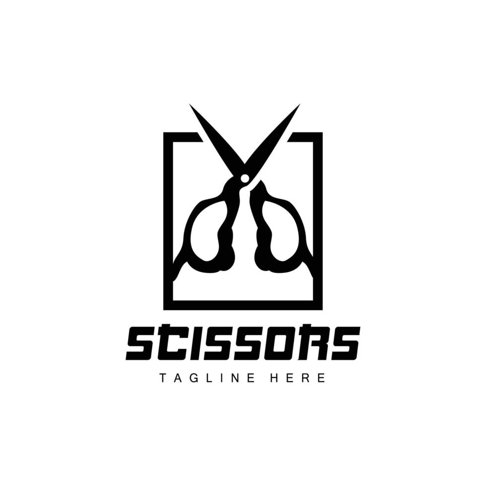 Scissors Logo, Cutting Tools Vector, Barbershop Razor Scissors Simple Design, Illustration Template Icon vector