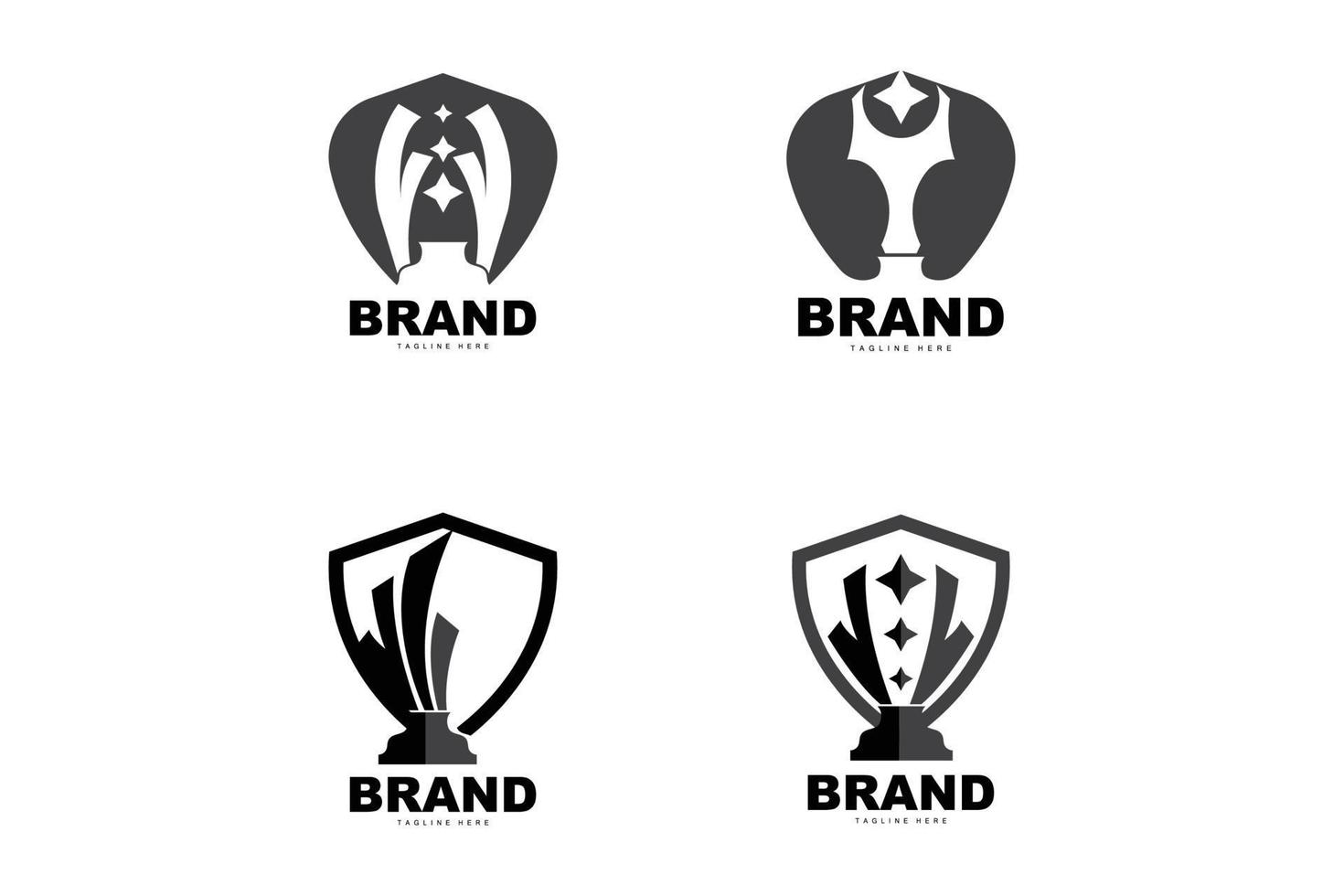 Trophy Logo Design, Award Winner Championship Trophy Vector, Success Brand vector