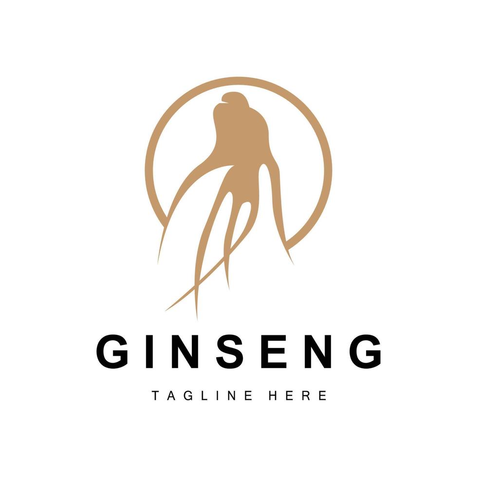 Ginseng Logo, Herbal Plant Vector, Natural Herbal Medicine, Ginseng Herbal Drink Icon vector