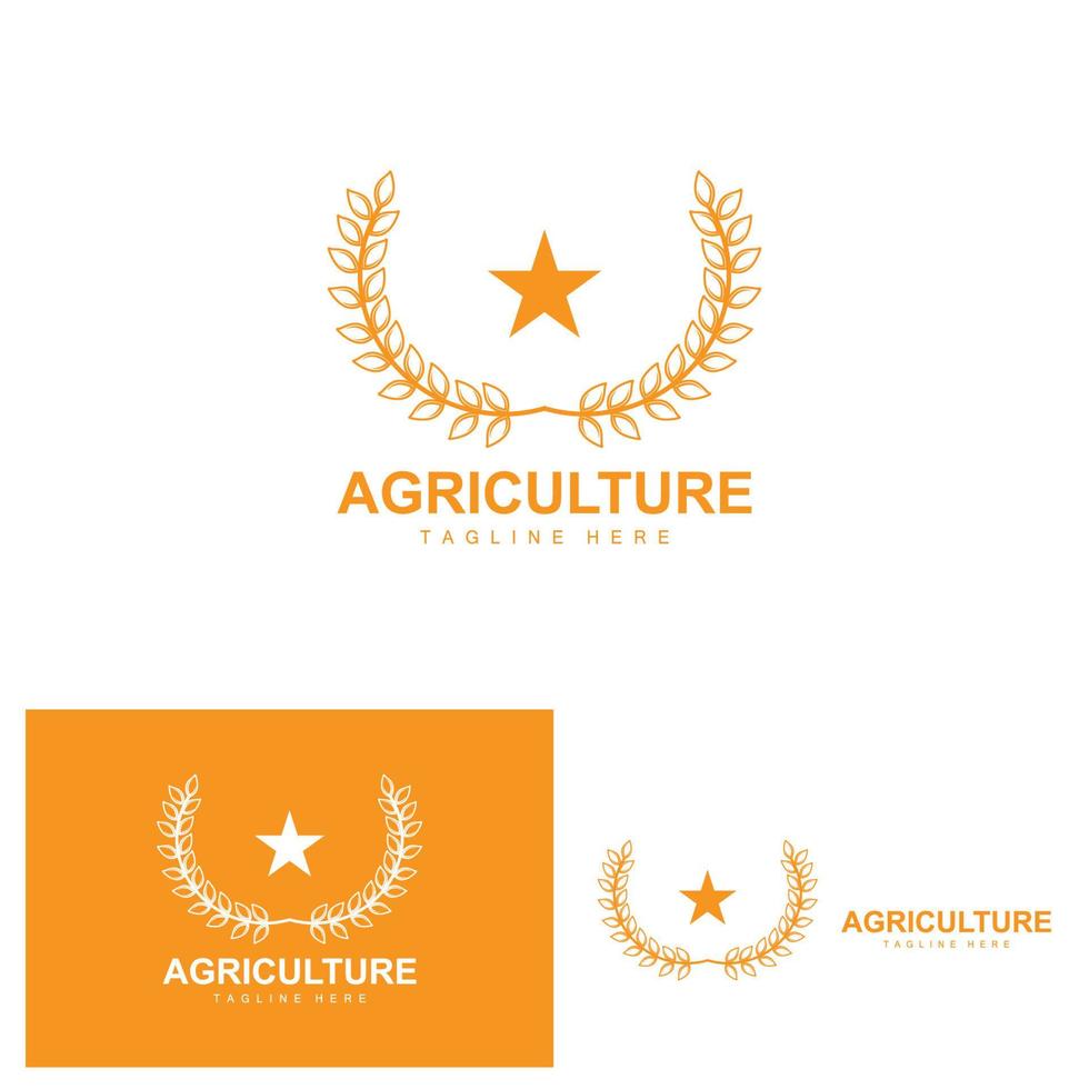 Rice Logo, Agriculture Design, Vector Wheat Rice Icon Template Illustration