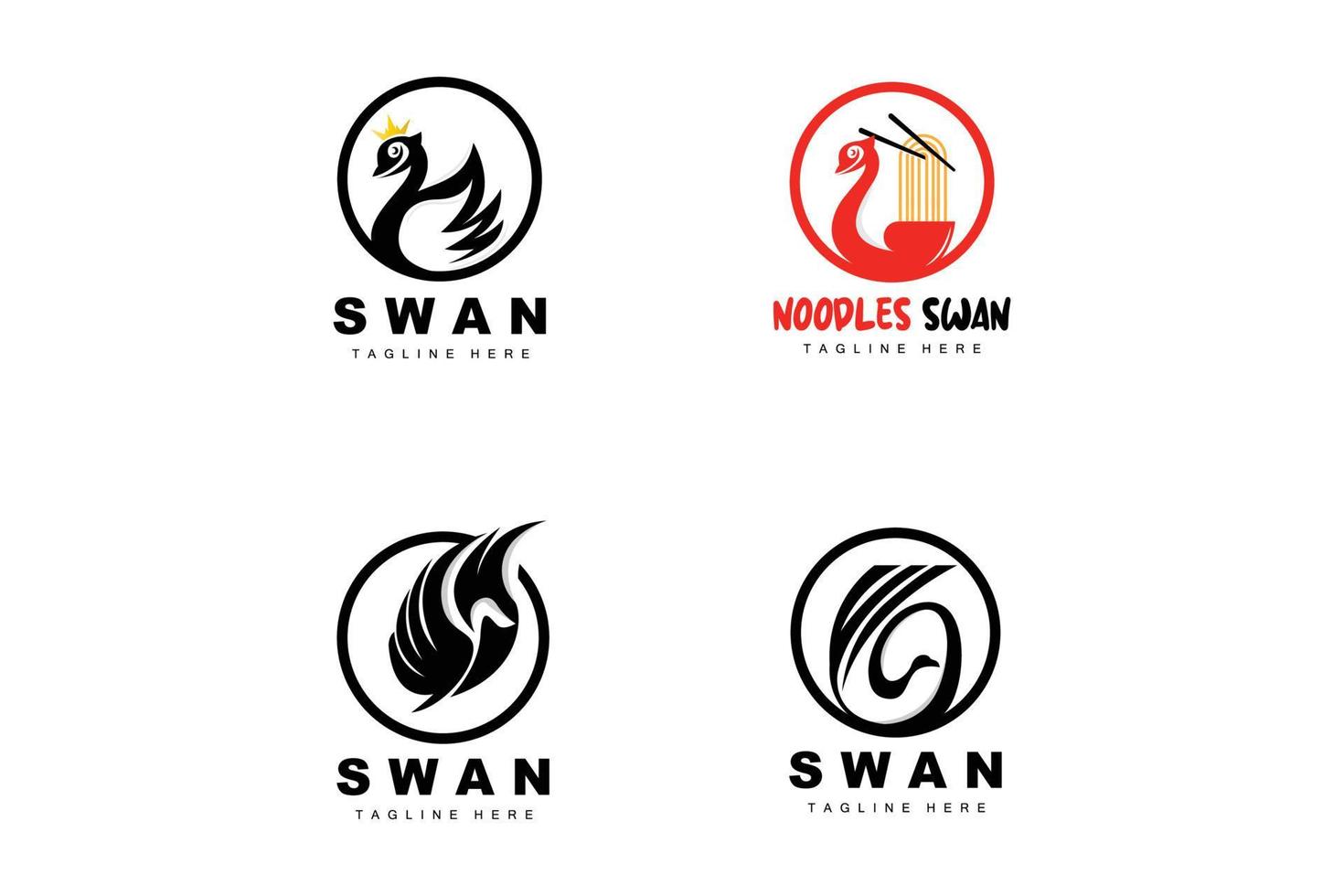 Swan Logo Design, Duck Animal Illustration, Company Brand Template Vector