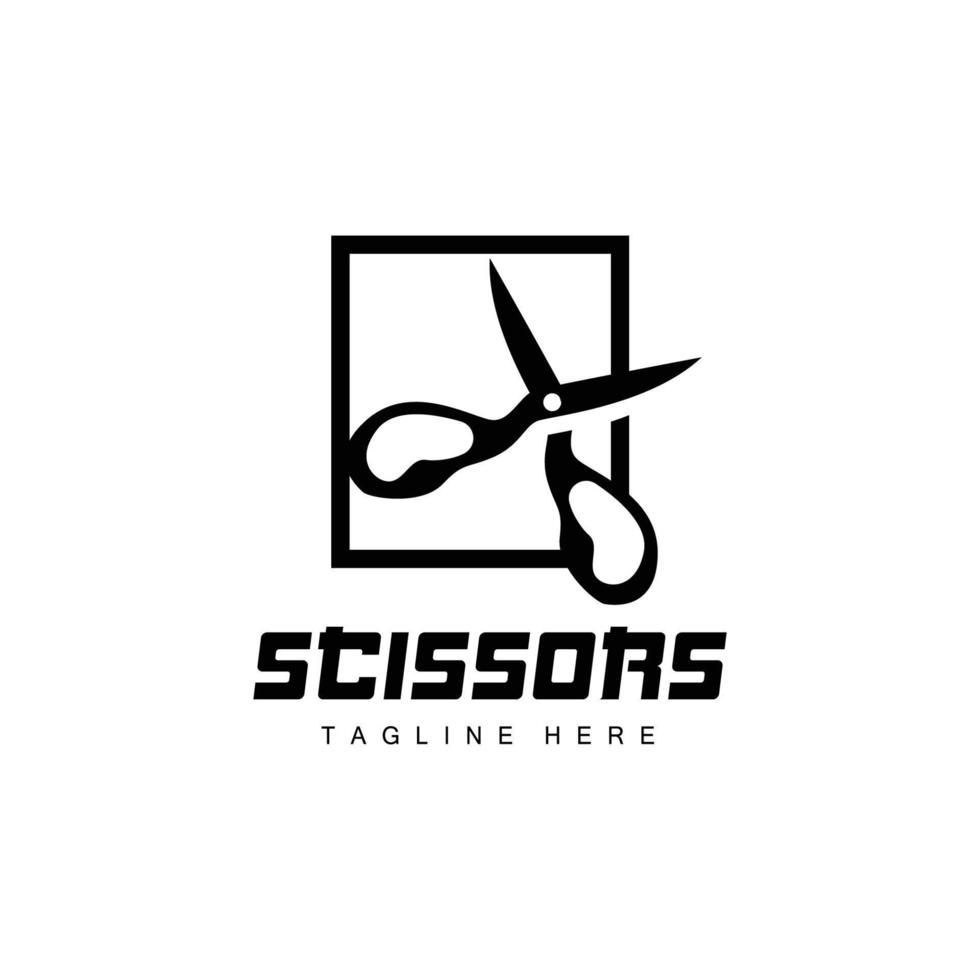 Scissors Logo, Cutting Tools Vector, Barbershop Razor Scissors Simple Design, Illustration Template Icon vector