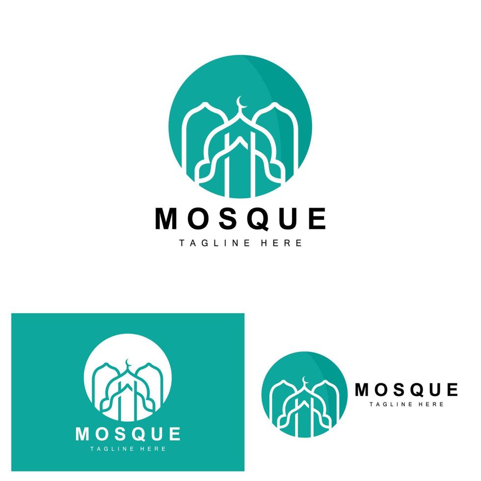 Mosque Logo, Islamic Worship Design, Eid Al Fitr Mosque Building Vector Icon Template, Ramadan, Eid Al Adha