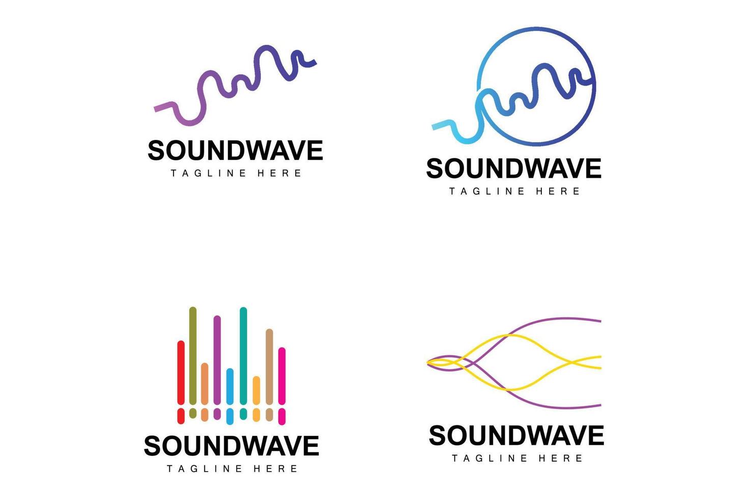 logotipo de onda de sonido y plantilla de icono de vector de tono de sonido producto de marca de música