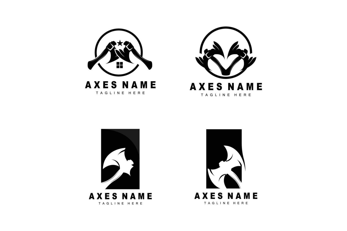 Ax Logo Design, War Tool Illustration and Woodcutter Vector