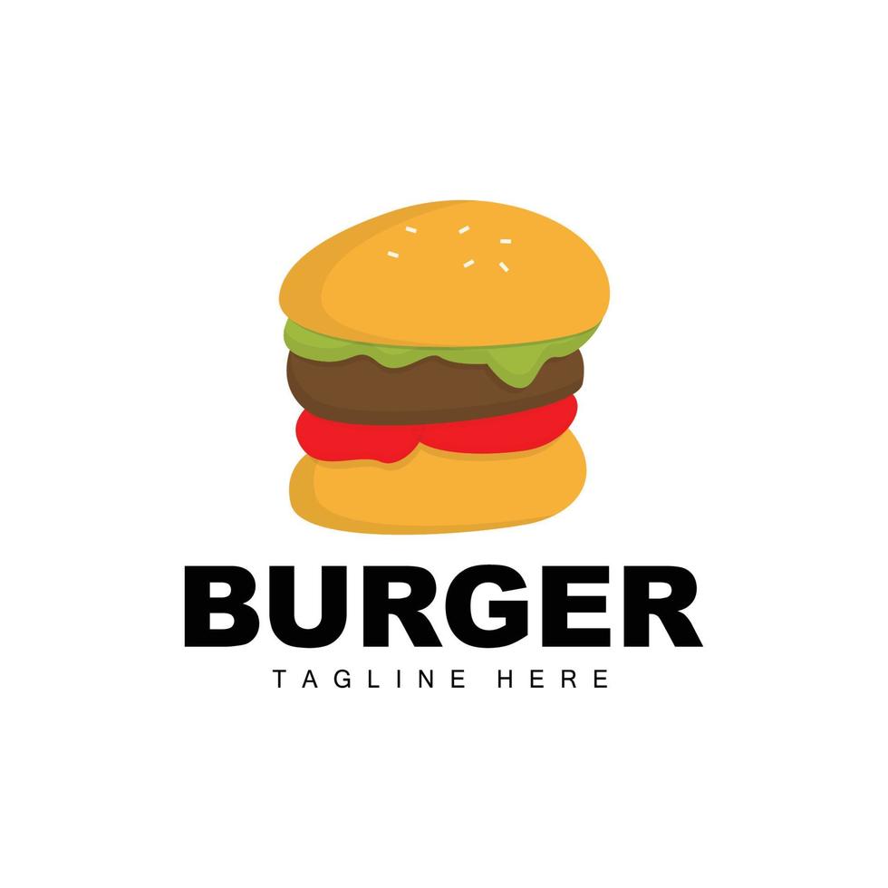 Burger Logo, Bread Vector, Meat And Vegetable, Fast Food Design, Burger Shop And Product Brand Icon Illustration vector