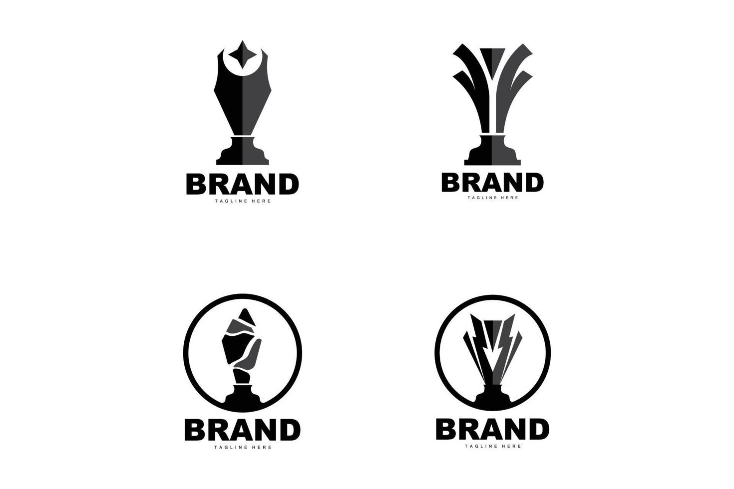 Trophy Logo Design, Award Winner Championship Trophy Vector, Success Brand vector