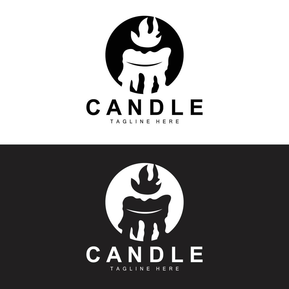 Candle Logo, Flame Lighting Design, Burning luxury Vector, Illustration Template Icon vector