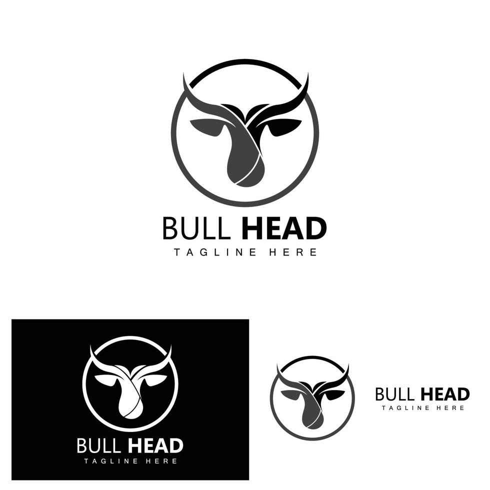 Bull Head Logo, Farm Animal Vector, Livestock Illustration, Company Brand Icon vector