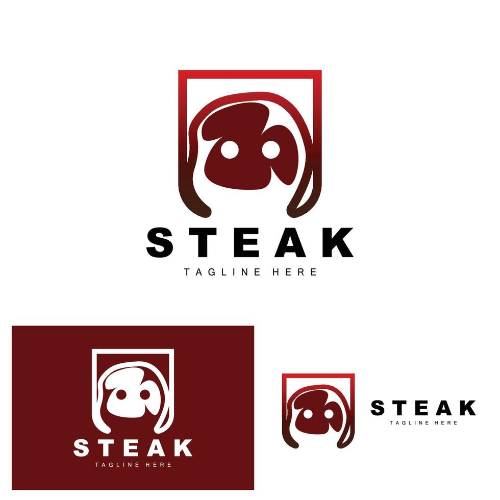 Beef Logo, Meat Steak Vector, Grill Cuisine Design, Steak Restaurant Brand Template Icon vector
