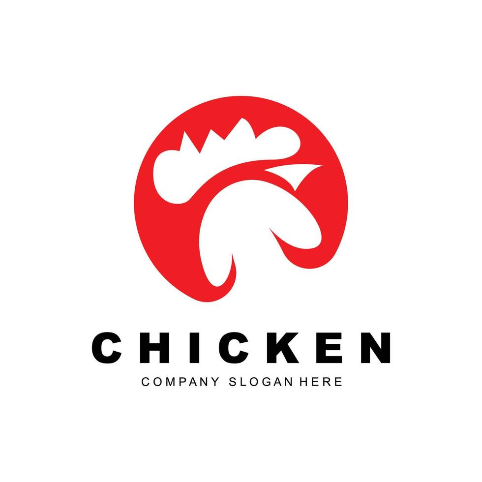 logotipo de pollo, vector de animales de granja, diseño para granja de pollos, restaurante de pollo frito, cafetería