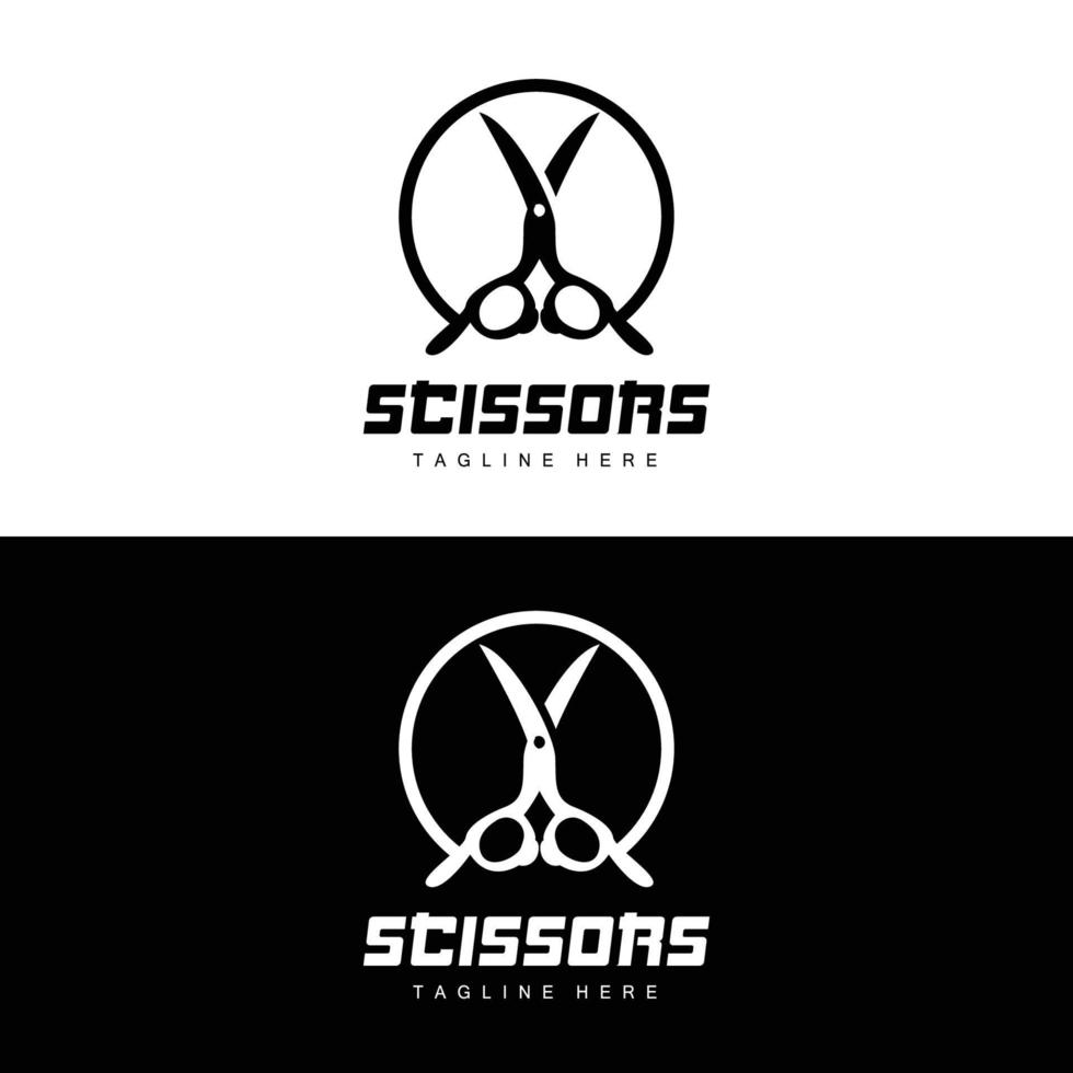 Scissors Logo, Cutting Tools Vector, Barbershop Razor Scissors Simple Design, Illustration Template Icon vector