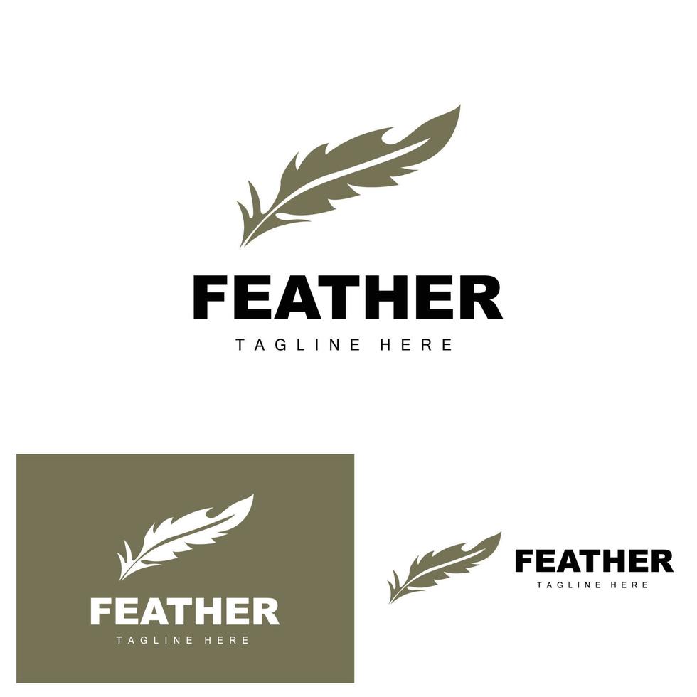 Feather Logo, Abstract Simple Feather Design, Wing Feather Vector, Pencil Stationery, Simple Icon vector