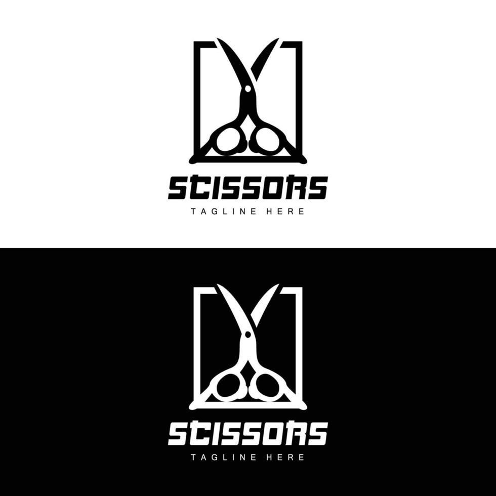 Scissors Logo, Cutting Tools Vector, Barbershop Razor Scissors Simple Design, Illustration Template Icon vector