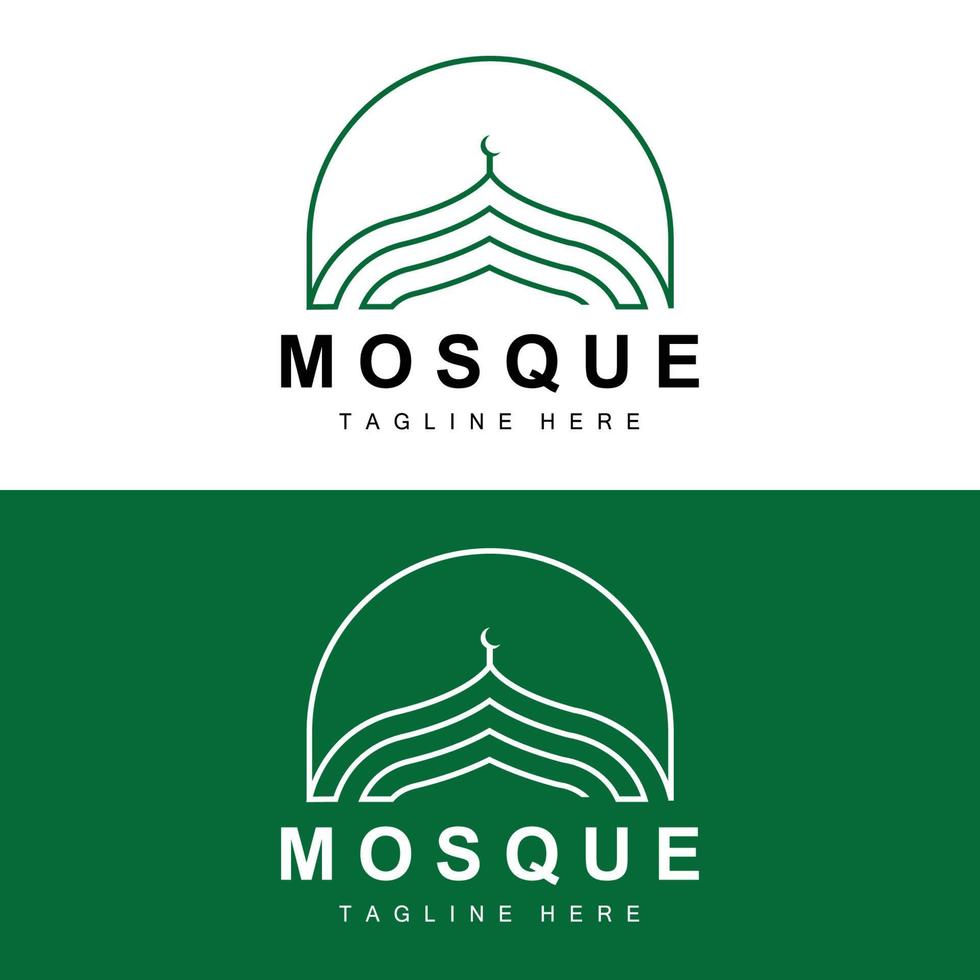 Mosque Logo, Islamic Worship Design, Eid Al Fitr Mosque Building Vector Icon Template, Ramadan, Eid Al Adha