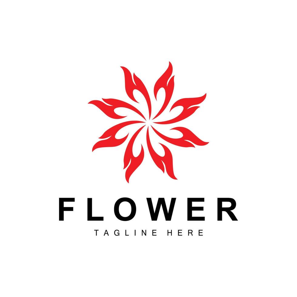 Flower Logo, Flower Garden Design With Simple Style Vector Product Brand, Beauty Care, Natural