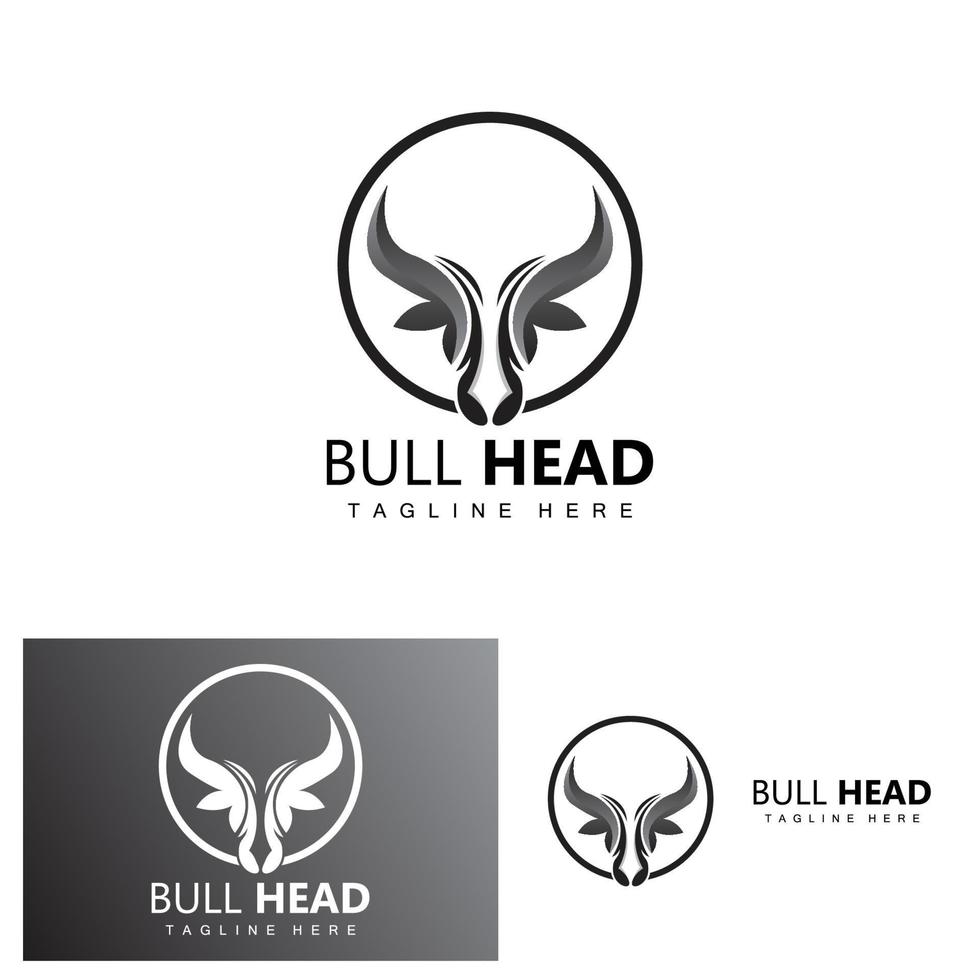 Bull Head Logo, Farm Animal Vector, Livestock Illustration, Company Brand Icon vector