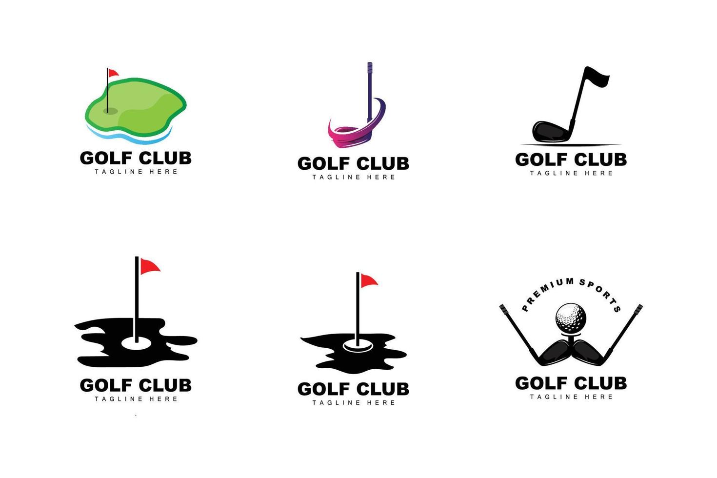 logotipo de pelota de golf, golf de palo vectorial. juego de deportes al aire libre, diseño de disciplina, plantilla de icono vector