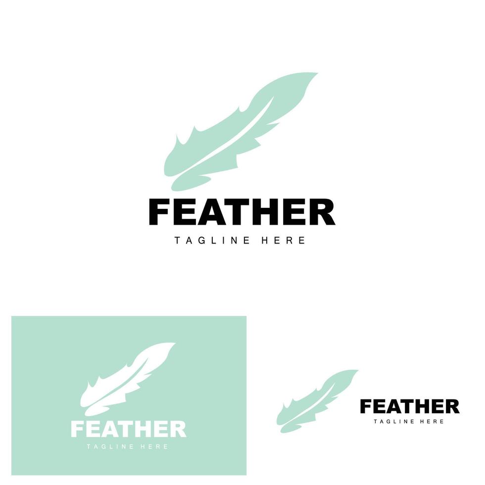 Feather Logo, Abstract Simple Feather Design, Wing Feather Vector, Pencil Stationery, Simple Icon vector