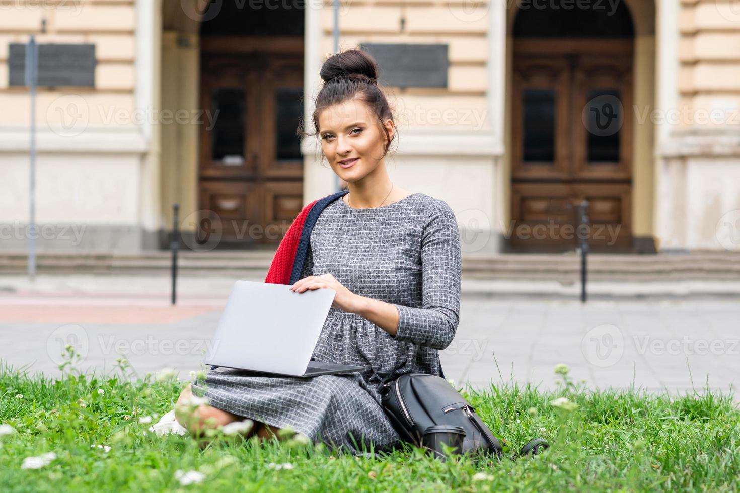 Student studying with laptop photo