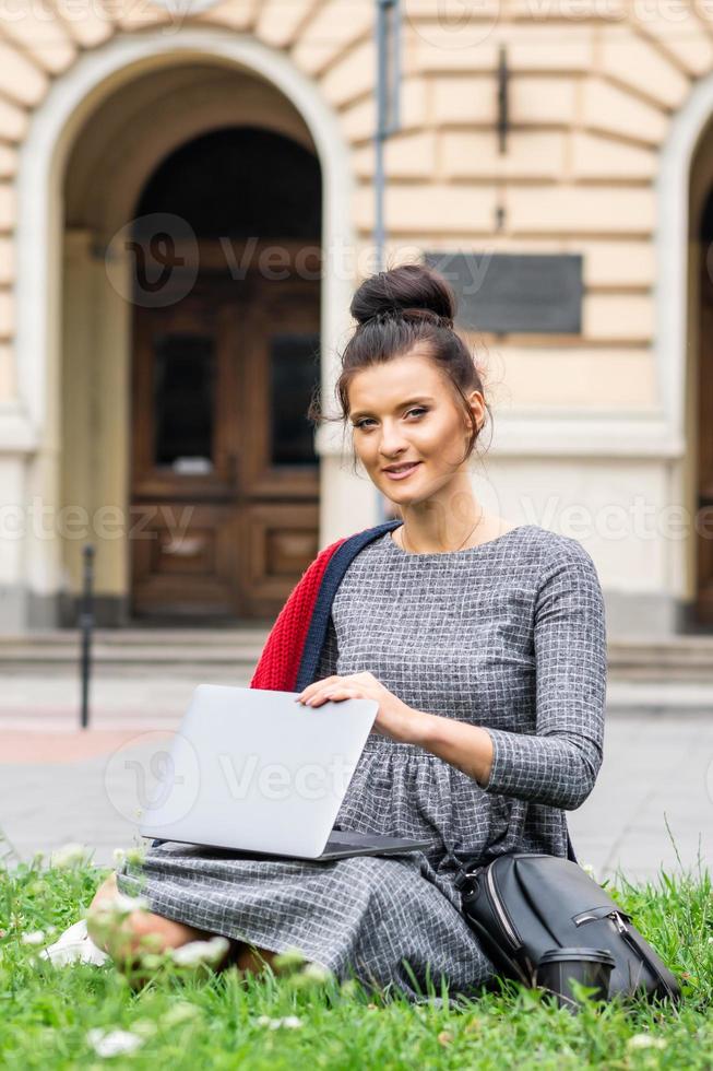 Student studying with laptop photo