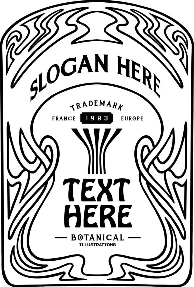 Frame label classic art nouveau style monochrome vector illustrations for your work logo, merchandise t-shirt, stickers and label designs, poster, greeting cards advertising business company or brands