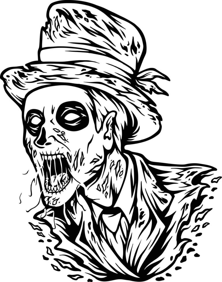 Siniestro freddy zombi cabeza cara logo ilustraciones vector para tu trabajo logo, mercancías camiseta, pegatinas y etiqueta diseños, póster, saludo tarjetas publicidad negocio empresa o marcas