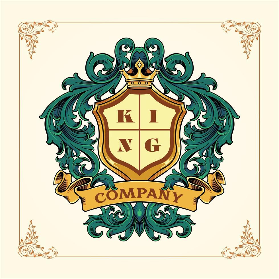 Luxury classic frame badge flourish ornament logo template illustrations vector