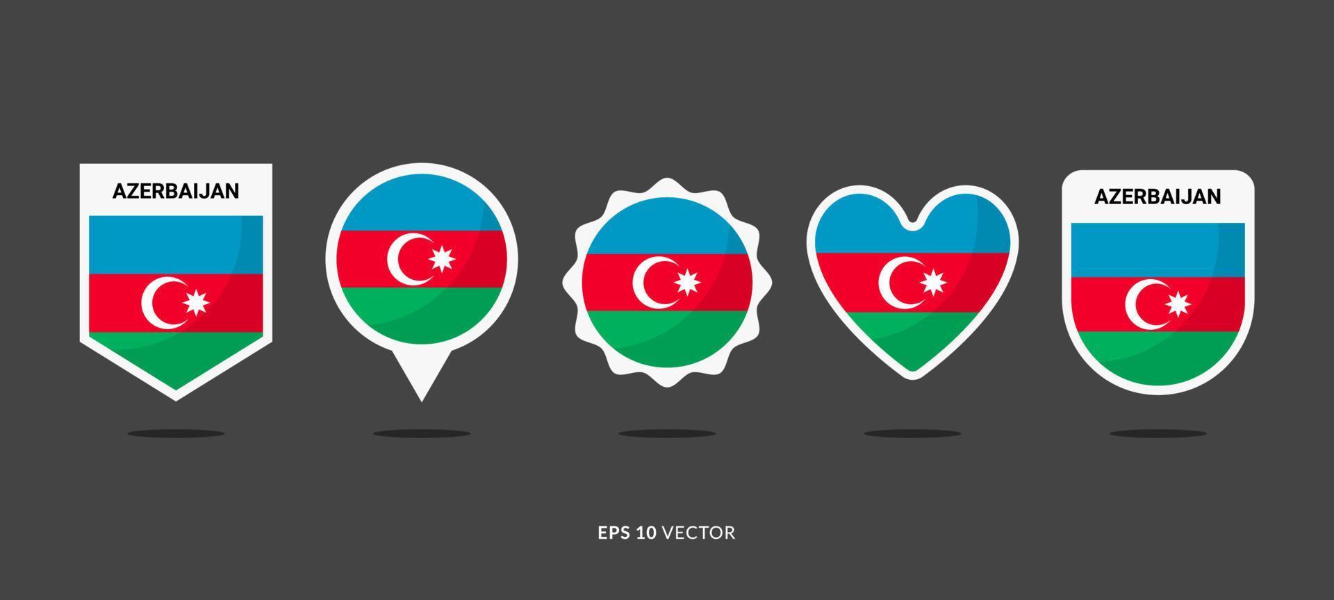 azerbaiyán bandera conjunto vector ilustración. bueno usado para pegatina, logo, icono, clipart, etc - eps 10 vector