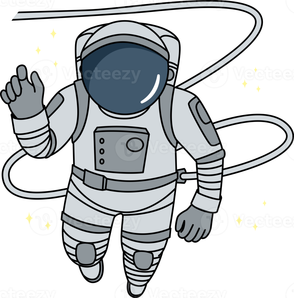 astronauta en traje espacial volador en cosmos png