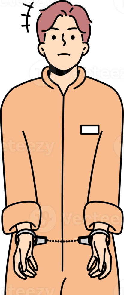 Male prisoner in robe and handcuffs png