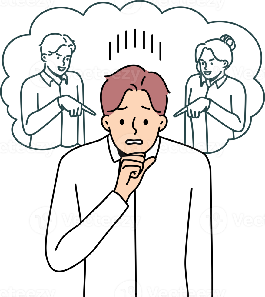 infeliz hombre sensación intimidación a lugar de trabajo png