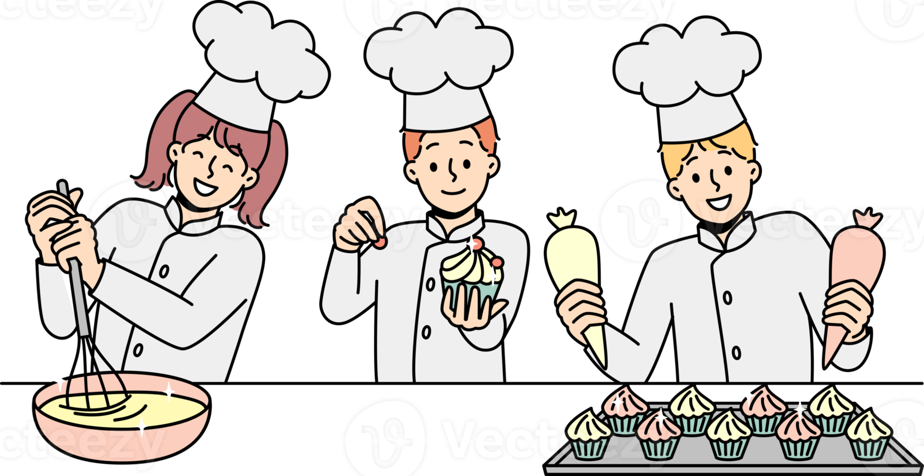 Smiling kids cooking together png