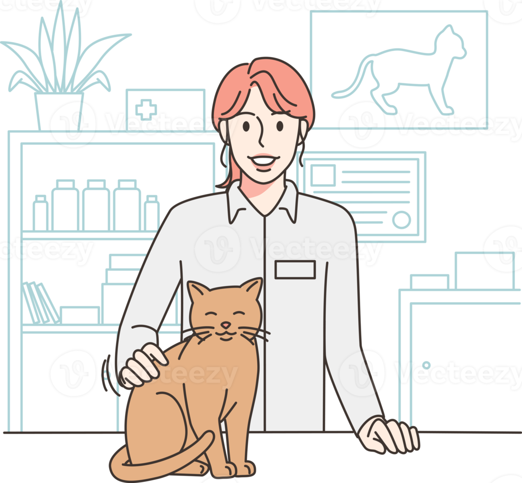 sorridente veterinario medico con animale domestico png