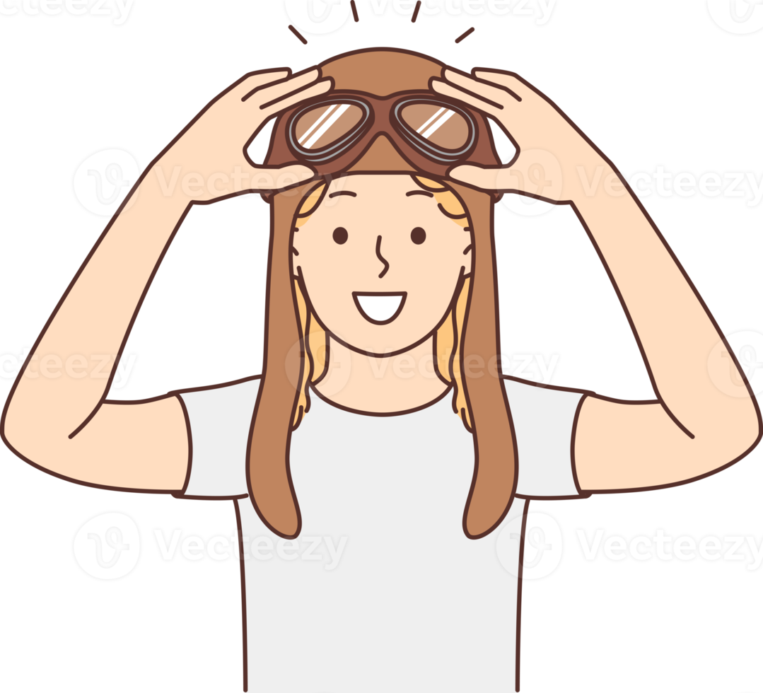 Happy child in pilot hat png