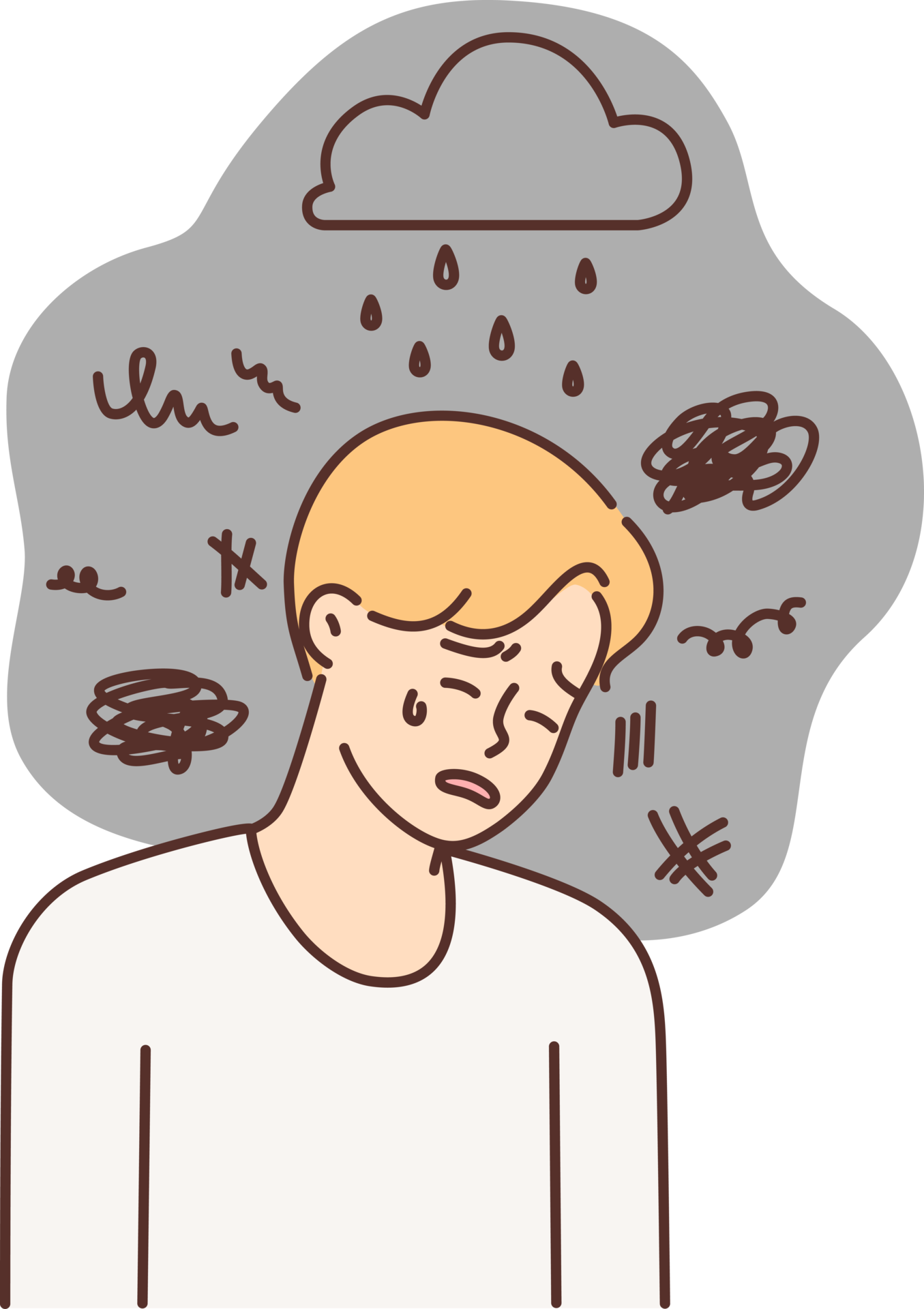 Depressed Man Crying Due To Bad Weather And Stress Needs Support 