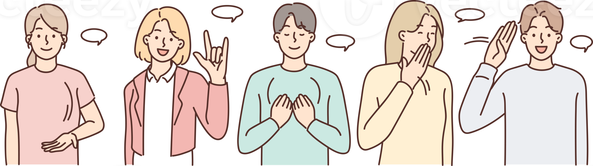 Diverse people communicate using sign language 21477597 PNG