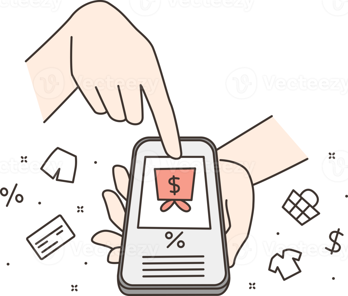 Person get bonus on cellphone png