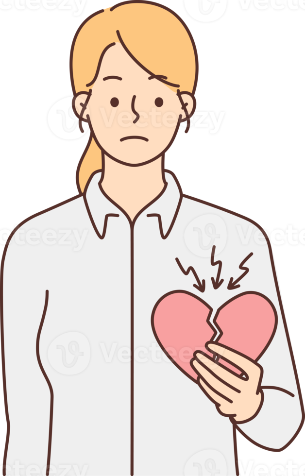 Unhappy woman with broken heart png