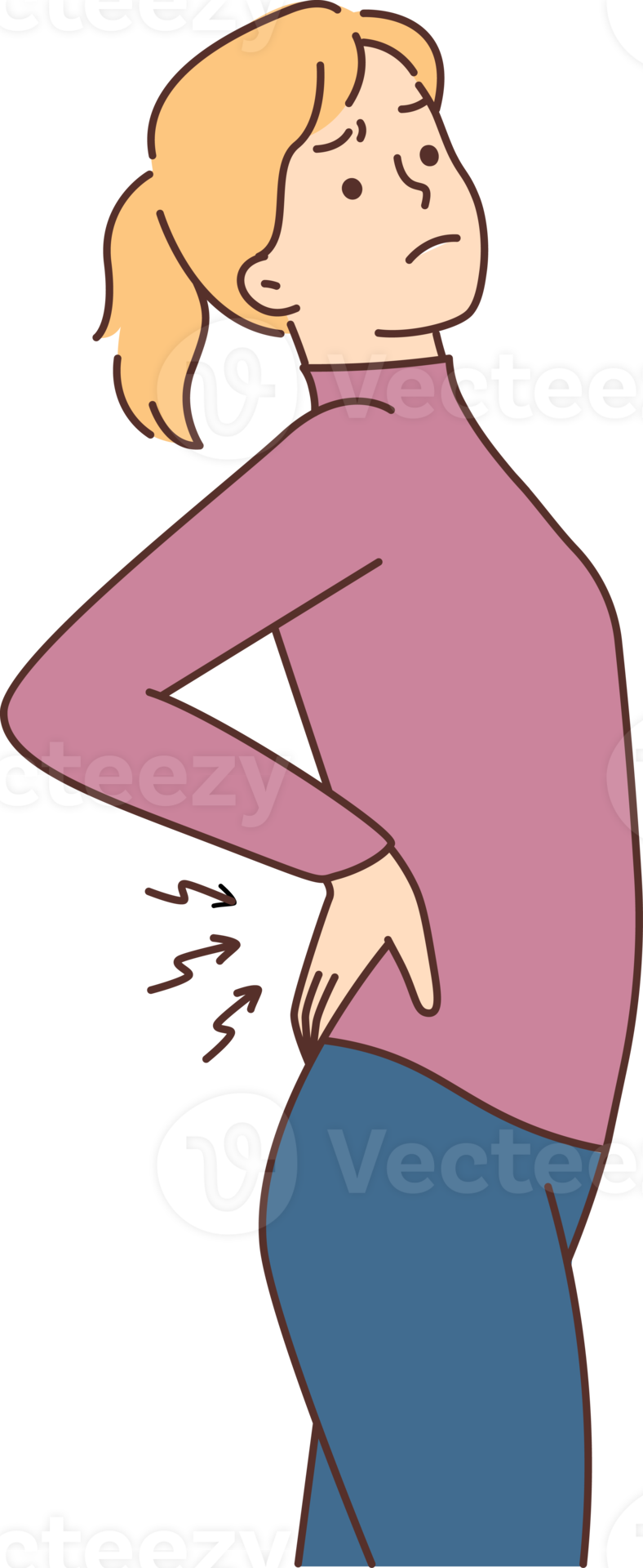 Unhealthy woman stretch suffer from backache 21477647 PNG