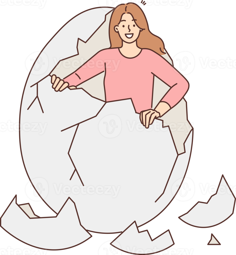 Woman break shell get out of egg png