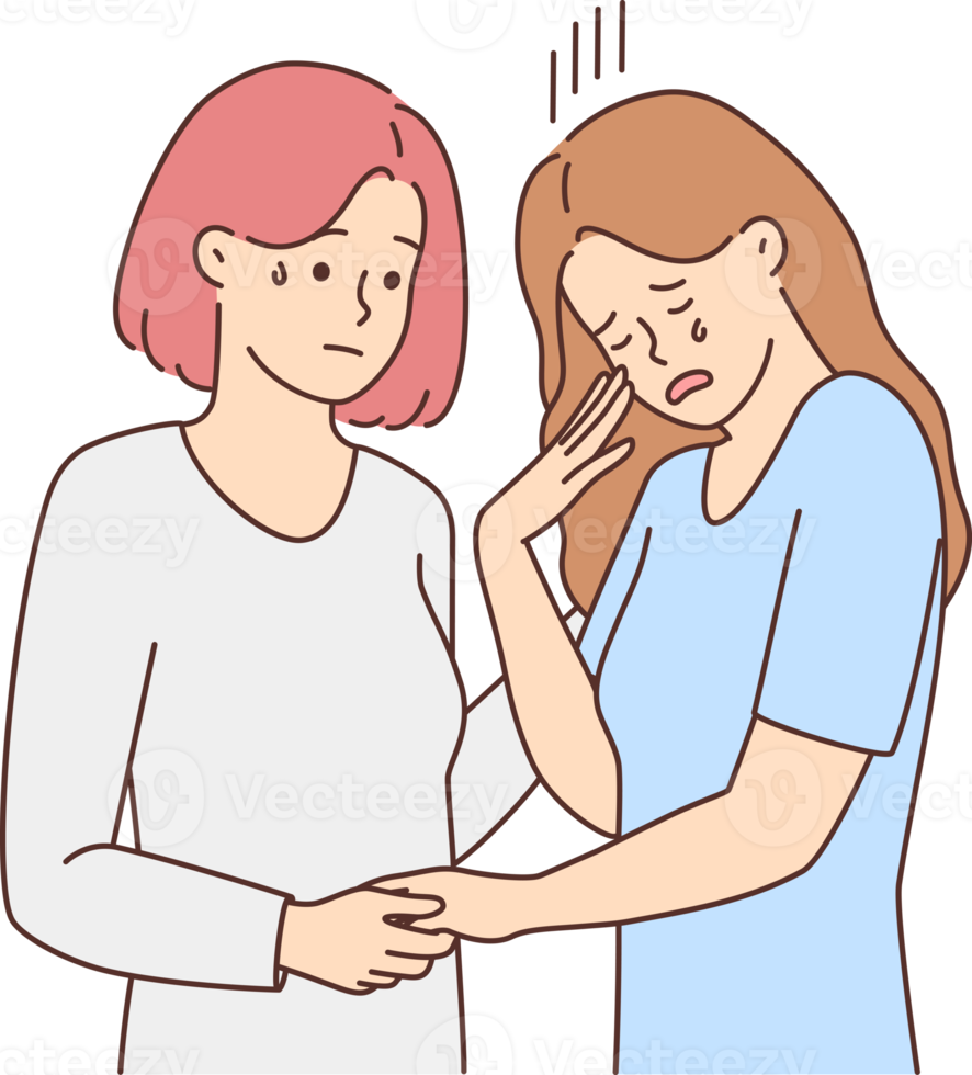 Supportive woman comfort crying girlfriend 21477681 PNG