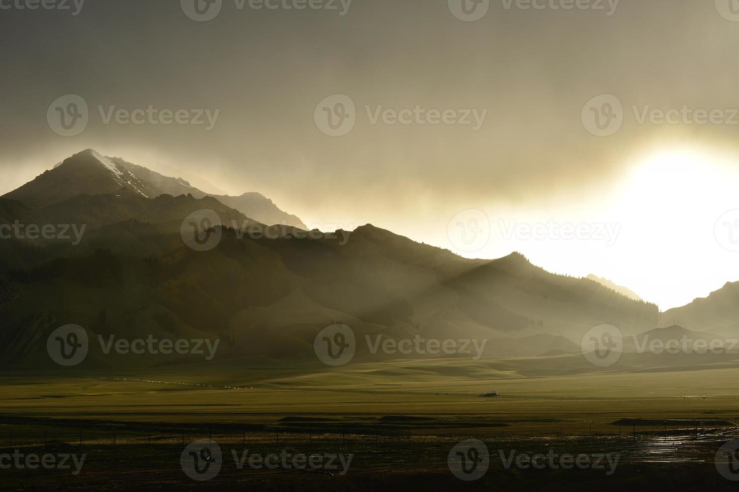 Overlooking the quiet and round hills photo