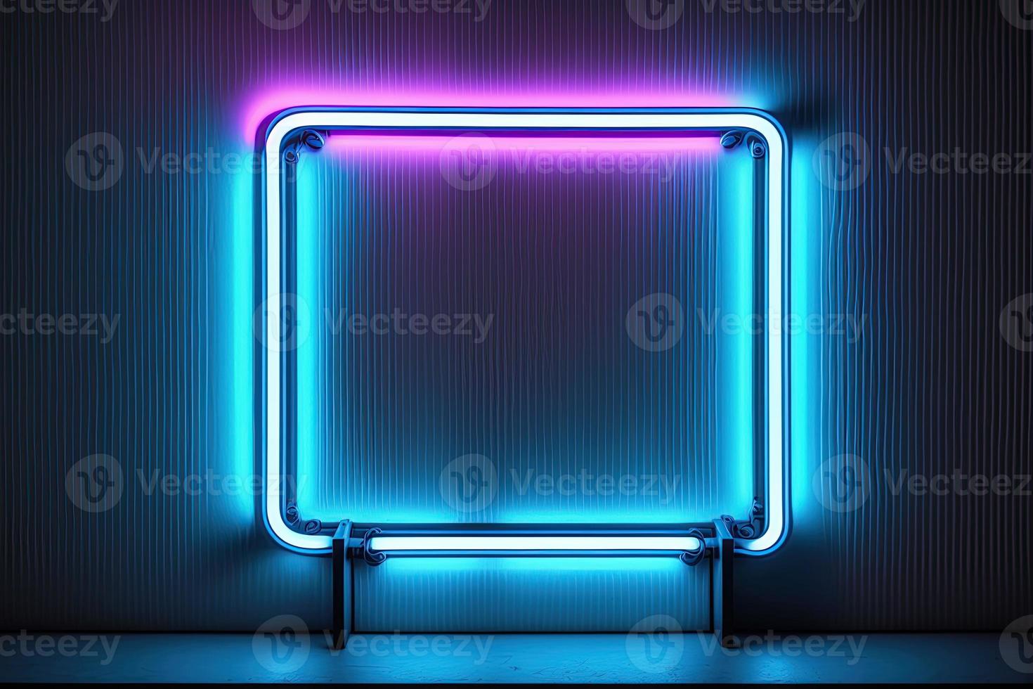 Empty Space Banner with Shimmering Neon Colored Border photo