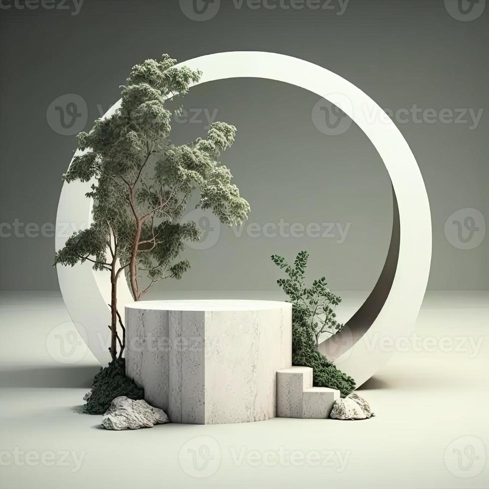 moderno pedestal escena con inspirado en la naturaleza diseño foto